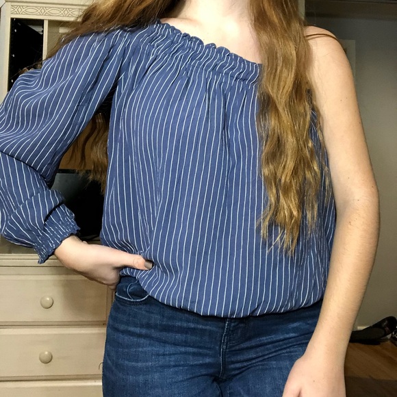 American Eagle One Shoulder Stripped Top - Picture 7 of 8